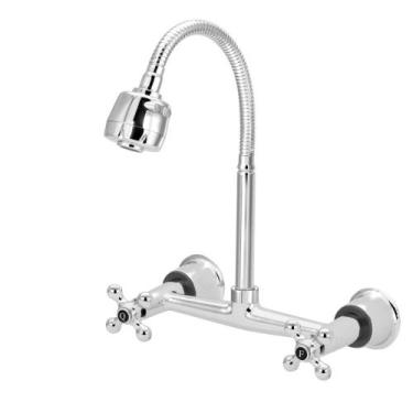 Imagem de Torneira Misturador Cozinha Parede Gourmet Flexível Luxo 1/4 - Modelar