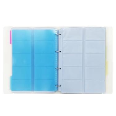 Imagem de Zelten Porta-cartões de visita, capa de PP, organizador de cartão de nome redondo para homens e mulheres, arquivo de fichário de cartão de crédito, 5 abas de índice de cores, capacidade para 600