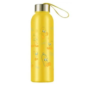 Imagem de Garrafa Squeeze Piu Piu Amarelo Com Alça Tampa Inox 800ml - JW SHOP