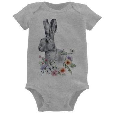 Imagem de Body Bebê Coelho Flores - Foca na Moda, Cinza, P