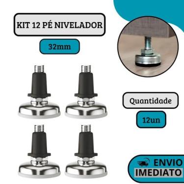 Imagem de Kit 12 Sapata Pé Nivelador Para Regulagem De Móveis Com Bucha 32mm - H