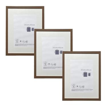 Imagem de KIT 3 Porta Retratos Quadrado de Vidro com Paspatur Expositor para Fotos 30x40 Versátil para Parede ou Balcão Outlet dos Quadros (Tabaco)