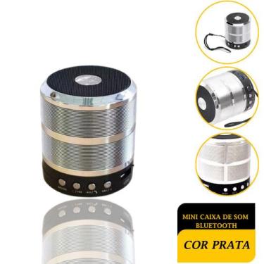 Imagem de Mini Caixa Caixinha De Som 887 Portátil Bluetooth Prata com Rádio FM S