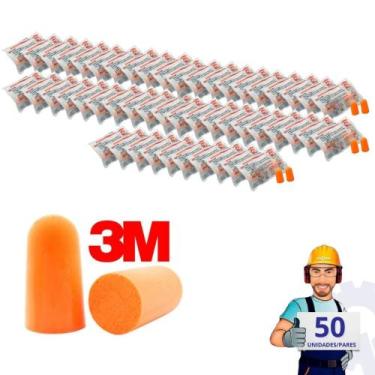 Imagem de Kit 50 Pares Protetor Auricular 3M Espuma Protetor Ouvidos Abafador