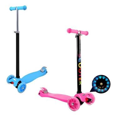 Imagem de Patinete Infantil 3 Rodas Com Luz Led Colorida Ajustável Azul/rosa - V