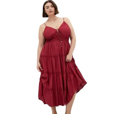 Imagem de City Chic Vestido feminino plus size - Aiza Crochet Tier Maxi, Shiraz, 50