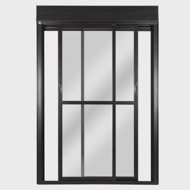 Imagem de Porta Correr 2 Folhas Móveis Central Topsul com Persiana Integrada Controle Remoto 220x120cm