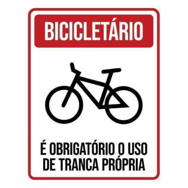 Imagem de Placa De Sinalização - Bicicletário Obrigatório Tranca 18X23