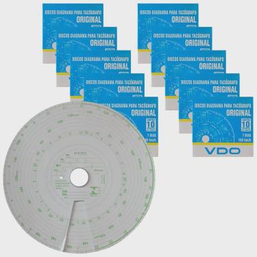 Imagem de Kit 10 Caixas Disco Diagrama Tacógrafo Semanal 180Km 7D Vdo
