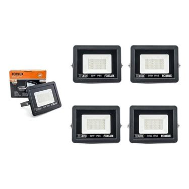 Imagem de Kit 5 Refletor Led 50w Bivolt, Luz Branca 6.500k Foxlux