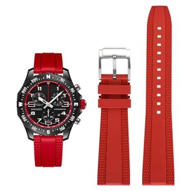 Imagem de Pulseira de borracha FKM para relógios Breitling Superocean com fivela, pulseiras de borracha para relógios Breitling Professional (vermelho, 22 mm)