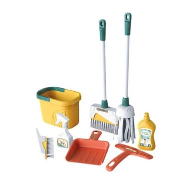 Imagem de EHJRE Brinquedo de Limpeza Infantil com Vassoura e Itens de Casa , Balde Amarelo