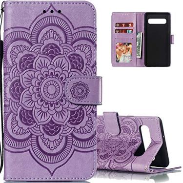 Imagem de LEECOCO Capa para Galaxy S10e Mandala Embossing Luxury PU Leather Flip Notebook Carteira Estilo Livro Suporte Magnético Slot para Cartão Folio Bumper Capa de Proteção para Samsung Galaxy S10e Mandala