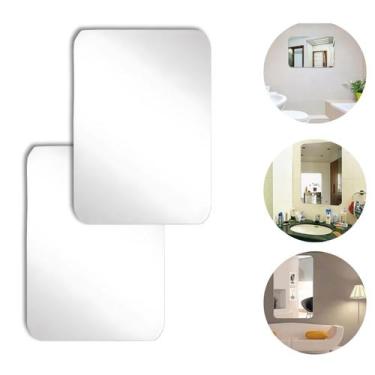 Imagem de 2 Espelhos Adesivo de Parede Acrílico Retangular 50x35cm - On