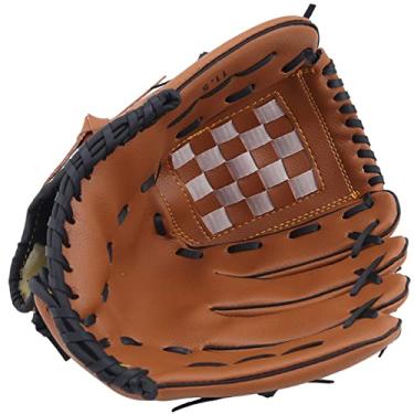 Imagem de Luvas de beisebol softball 1 peça desportos ao ar livre luva de beisebol equipamento de prática de softball tamanho 9,5/10,5/11,5/12,5 mão esquerda para treino de adultos (cor: Brown (11,5))