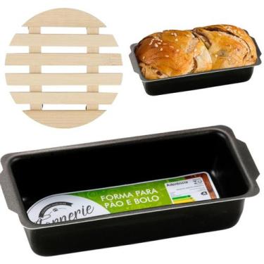 Imagem de Assadeira Pão Retangular Antiaderente 2L + Descanso Panela - Marcolar