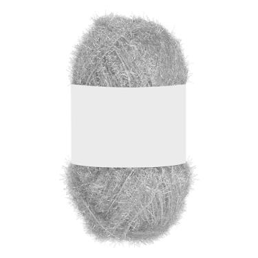 Imagem de PATIKIL 1 novelo de 100 metros, fio de poliéster brilhante Scrubbie fio de coração vermelho brilhante vidro para panos de prato crochê cobertor de tricô tapete suéter cachecol chapéu, cinza