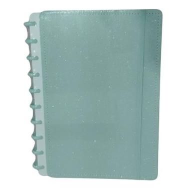 Imagem de Caderno 10 Discos Grande 80 Folhas B5 Tamanho Colegial Pautado Inteligente Mágico Capa Glitter Dura Lisa Colors Básico Elástico 1 Matéria (Verde)