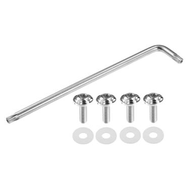 Imagem de Partuto 1 conjunto de parafusos universais antifurto para placa de licença M6 de 1/10.2 cm - Kits de fixação de parafusos de segurança de carro para suporte de quadro de etiqueta de carro com 4