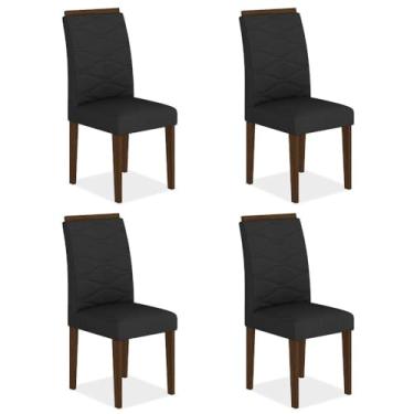 Imagem de Kit 4 Cadeiras Estofadas Everest Comfort Imbuia/suede Preto - Ma Imbuia/suede Preto