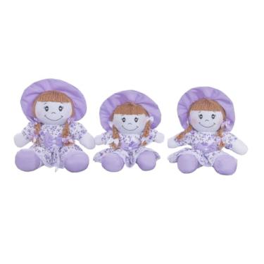 Imagem de Kit Trio Boneca Pano Bella Para Nicho Decoração Bebê Festa (Lílas)