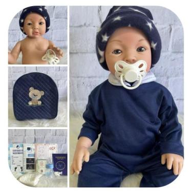 Imagem de Boneca Bebê Reborn Menino Realista Principe Siliconado e Acessórios - 