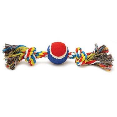 Imagem de Jeffers Brinquedo para cães com osso de corda para animais de estimação, multicolorido com osso, 30,5 cm – Corda trançada durável para cabo de guerra, mastigar e buscar – Brincadeira interativa para