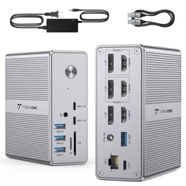 Imagem de TOBENONE Docking Station com 120W Power HDMI DP RJ45 USB3.1 Suporte Triplo Display 4K para MacBook Pro/Air Quadruple Display para Windows