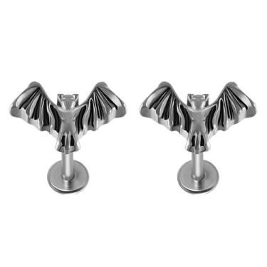 Imagem de Niaspi Anéis de lábio de morcego de aço inoxidável 16G com rosca interna Labret Lip Monroe Medusa Piercing Cartilagem Conch Helix Flat Back Earrings Studs Body Piercing Jewelry 8 mm (prata)