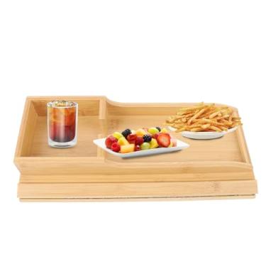 Imagem de Organizador de Apoio de Braço do sofá Não Deslizante, Bandeja de sofá de Bambu Dobrável Com Suporte de Copo, Design Ajustável para Bebidas, Lanches, Telefone, Solução de Economia
