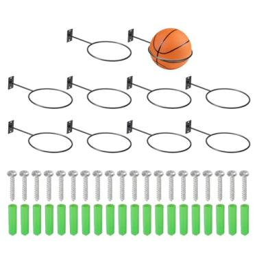 Imagem de PATIKIL Suporte de parede com suporte de bola de 12,7 cm, pacote com 10, armazenamento de parede com parafusos para basquete, futebol, vôlei, decoração de anel de armazenamento, plantador de anel de