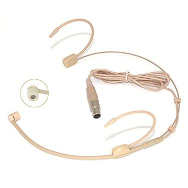 Imagem de XGWTH Microfone de fone de ouvido duplo sobre a orelha, microfone condensador cardioide compatível com sistema sem fio AKG Bodypack transmissor mini plugue XLR TA3F de 3 pinos
