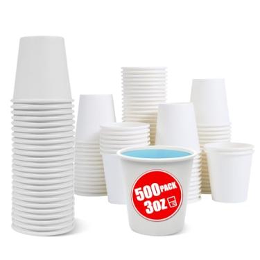 Imagem de MOUMOULIFE 500 copos de papel de 85 g, copos de banheiro descartáveis, copos pequenos para enxaguante bucal, mini copo de bebida quente/fria para festa, piquenique, churrasco, viagem (branco)