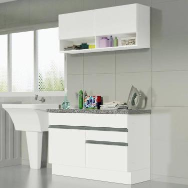 Imagem de Kit área De Serviço 120cm Com Armário E Balcão Branco Mades