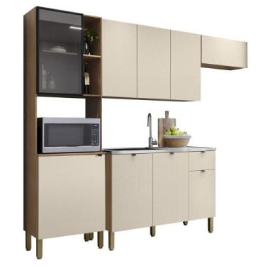 Imagem de Cozinha Compacta Balcão Com Pia 120cm Laura Plus Soft/Freijó Z06 - Mpo