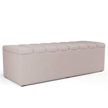 Imagem de Calçadeira Recamier Baú Para Cama De Casal King Dália 195x50 Cm W01 Linho Cru - Lyam