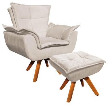 Imagem de Poltrona Base Giratória Giromad Com Puff Opla Bege