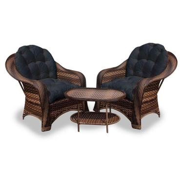 Imagem de Conjunto De Poltronas 2 Poltronas + 1 Mesa Centro Preto