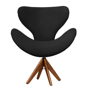 Imagem de Cadeira Decorativa Egg Preta Com Base Giratória Madeira