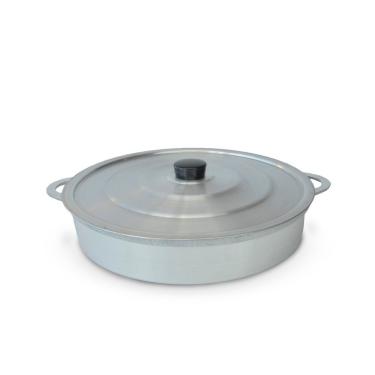 Imagem de Paejeira Paellera Fundida Alumínio Batido Grosso Com Tampa 30cm - Polida