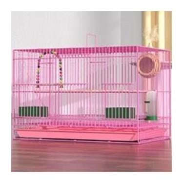 Imagem de Gaiola para Pássaros Bird Cage Parrot Cage Encrypted Metal Folding Cage Extra Large Gaiola para Pássaros de Estimação(Pink)
