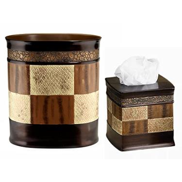 Imagem de Zahari Home Conjunto De Acessórios De Banho Com Estampa Animal Da Zâmbia, 2 Peças, Cesto De Lixo E Caixa De Lenços, Moderno, Clássico, Contemporâneo, Decorativo, Belos Designs, Conjunto De Decoração