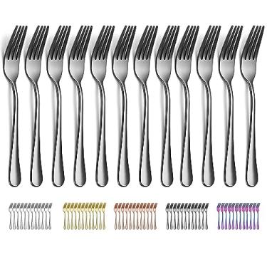Imagem de Evanda Garfo De Jantar Preto, 12 Peças, Aço Inoxidável Com Revestimento Titânio, 8,07 Polegadas, Garfos Para Mesa Bolo, Sobremesas Fáceis Limpar, Laváveis Na Máquina Lavar Louça