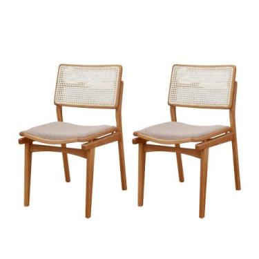 Imagem de Conjunto com 2 Cadeiras Madeira Eva Premium Moderna Mobília, Brisa/ Im