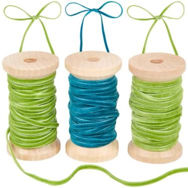 Imagem de CRASPIRE 2 cores 27 m/30 jardas fita de veludo carretel de madeira acabamento de tecido face única fita de veludo fina luz de embrulho de presente guirlanda de Natal decoração artesanal ornamentos de