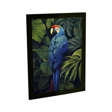 Imagem de Quadro Decorativo Arara Azul Floresta Ilustração Decoração Poster Quarto Sala