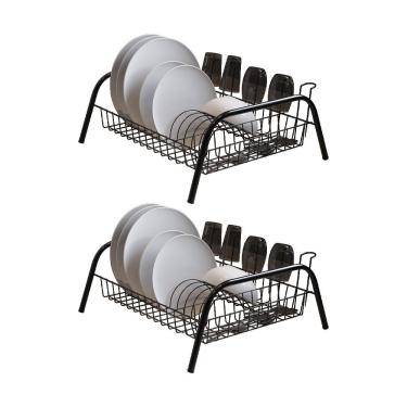 Imagem de Kit 2 Escorredores De Louças Cama Isabela Com Porta Copos Preto