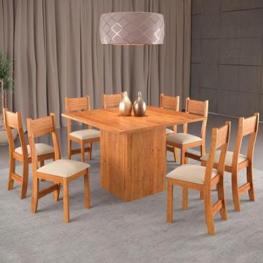 Imagem de Mesa de Jantar 8 Lugares Alexa Mel/Nude 26185 - Pnr Móveis, Bege, Mode