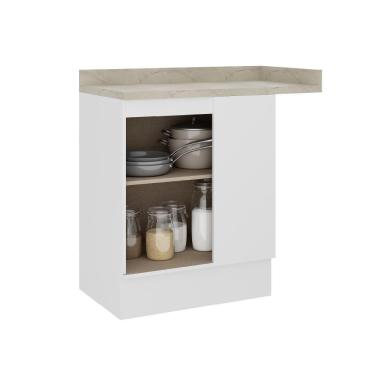 Imagem de Balcão De Canto Mdf Milla 1 Porta Branco 94cm Carraro
