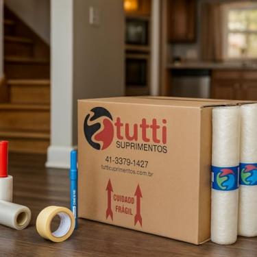 Imagem de Kit Mudança, Caixa de Papelão, Fita Adesiva, Plástico Bolha, Canetão